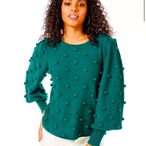 Lilly Pulitzer NWT Spruce Green Kippa Puff Sleeve Sweater -Size S